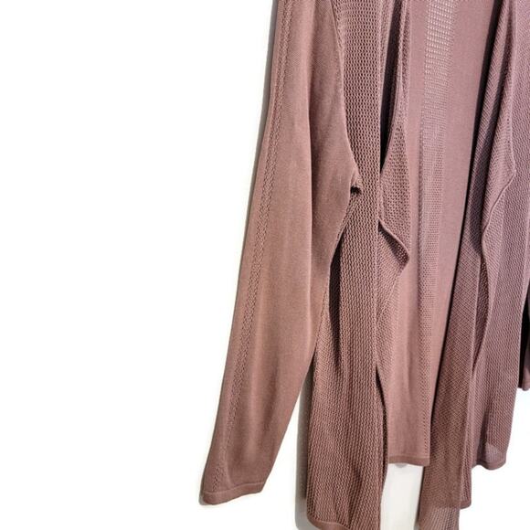 August Silk Shawl Collar Knit Cardigan Sweater Pink Mauve Long Sleeve Workwear M - Picture 5 of 12